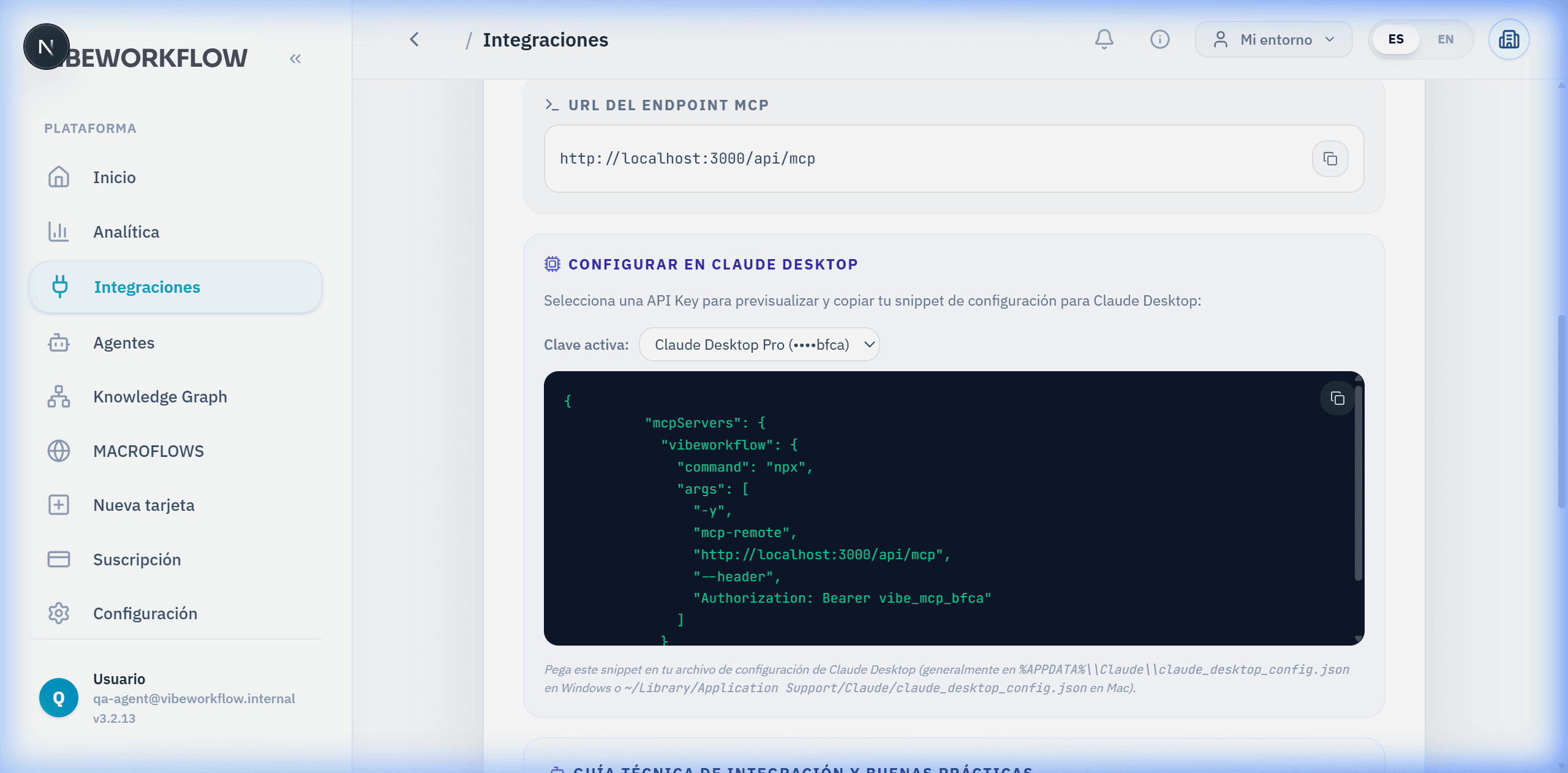 Snippet de Configuración para Claude Desktop