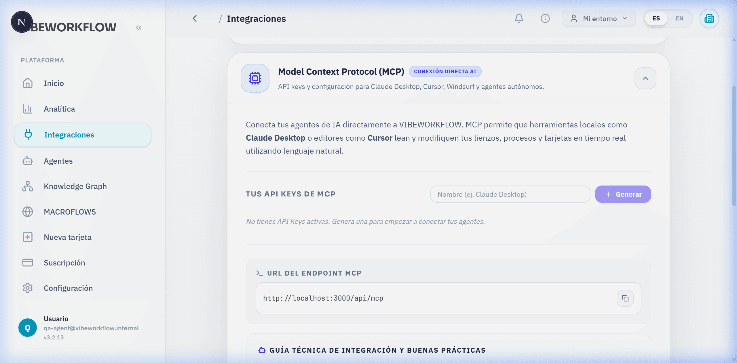 Guía Completa: Conectar Agentes de IA a VIBEWORKFLOW con Model Context Protocol (MCP)