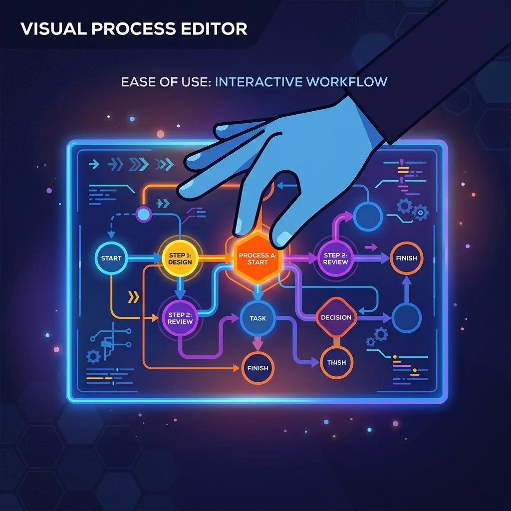 Mapea cualquier proceso en minutos con el editor visual de VIBEWORKFLOW